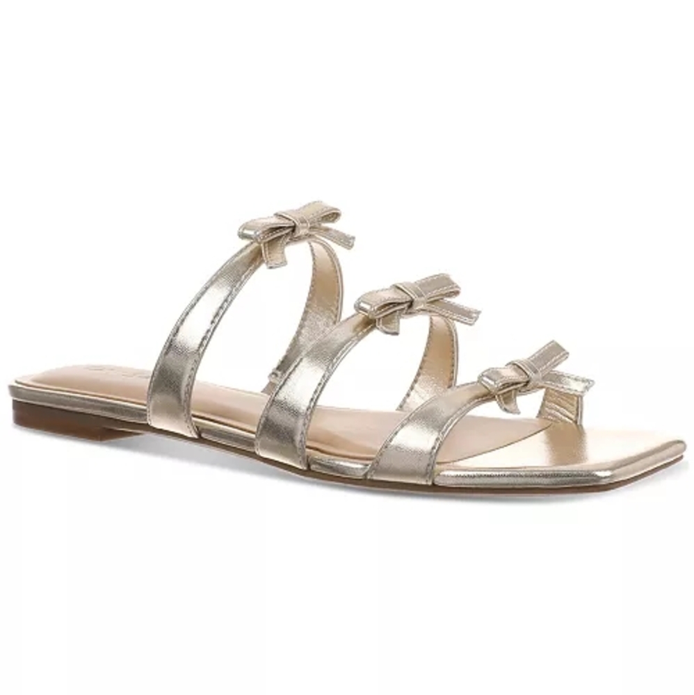 On 34th Stylish Women Pattie Strappy Pink Metallic Bow Sandals Size 7